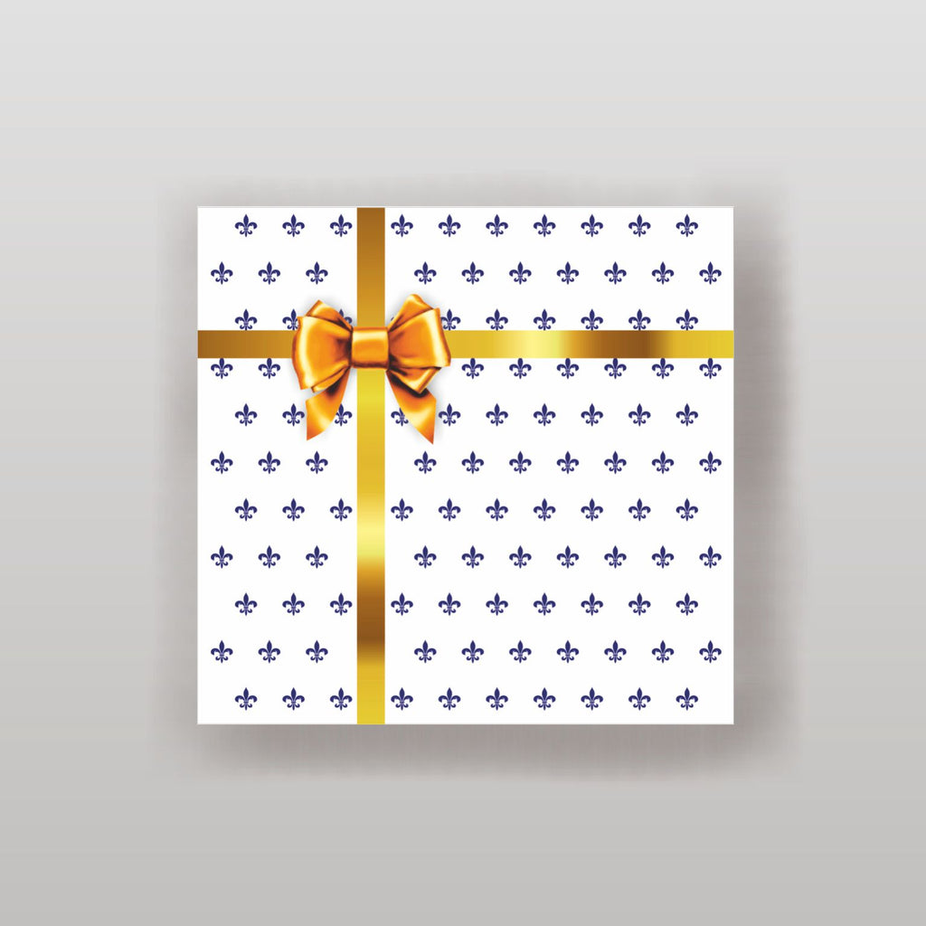 Magnetbox weiß mit goldener Schleife und zartem Lilienmuster