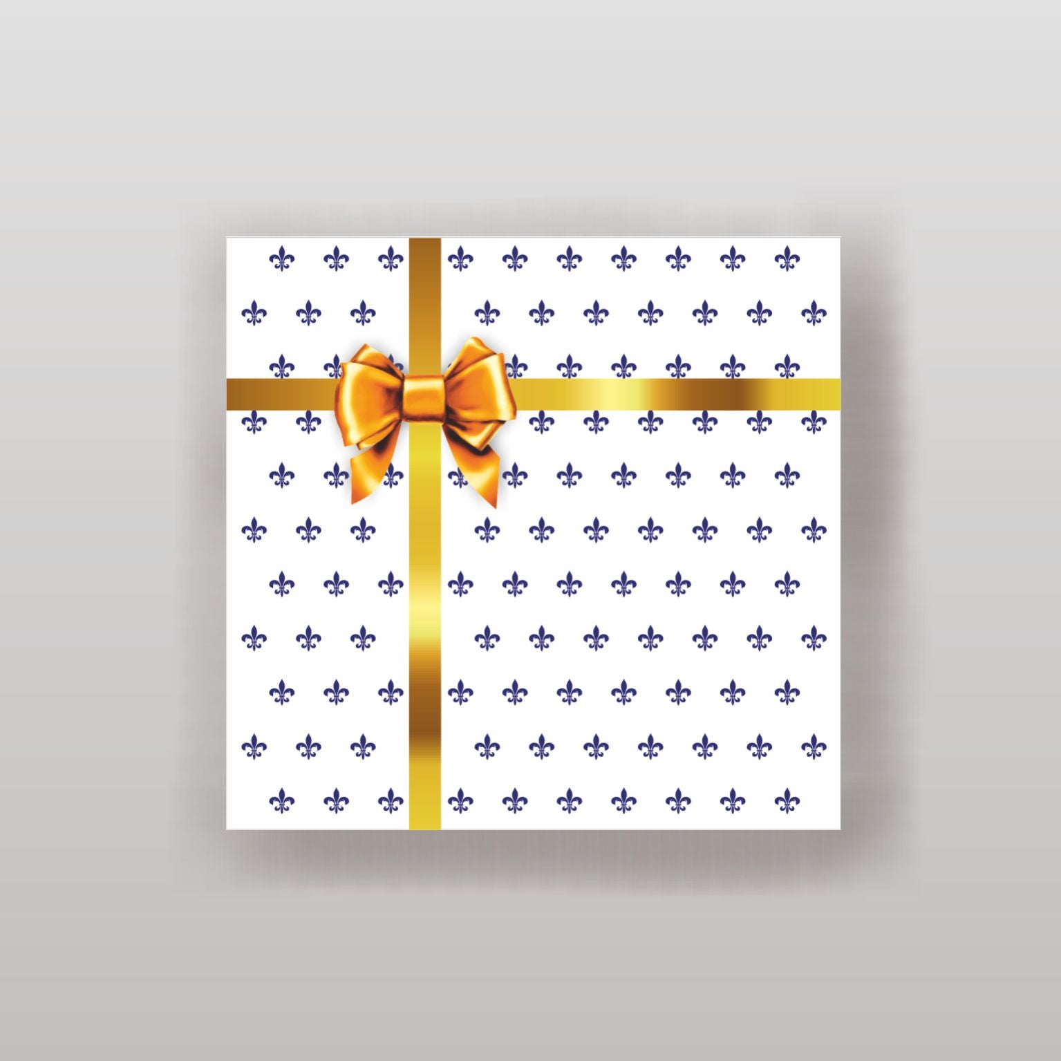 Magnetbox weiß mit goldener Schleife und zartem Lilienmuster