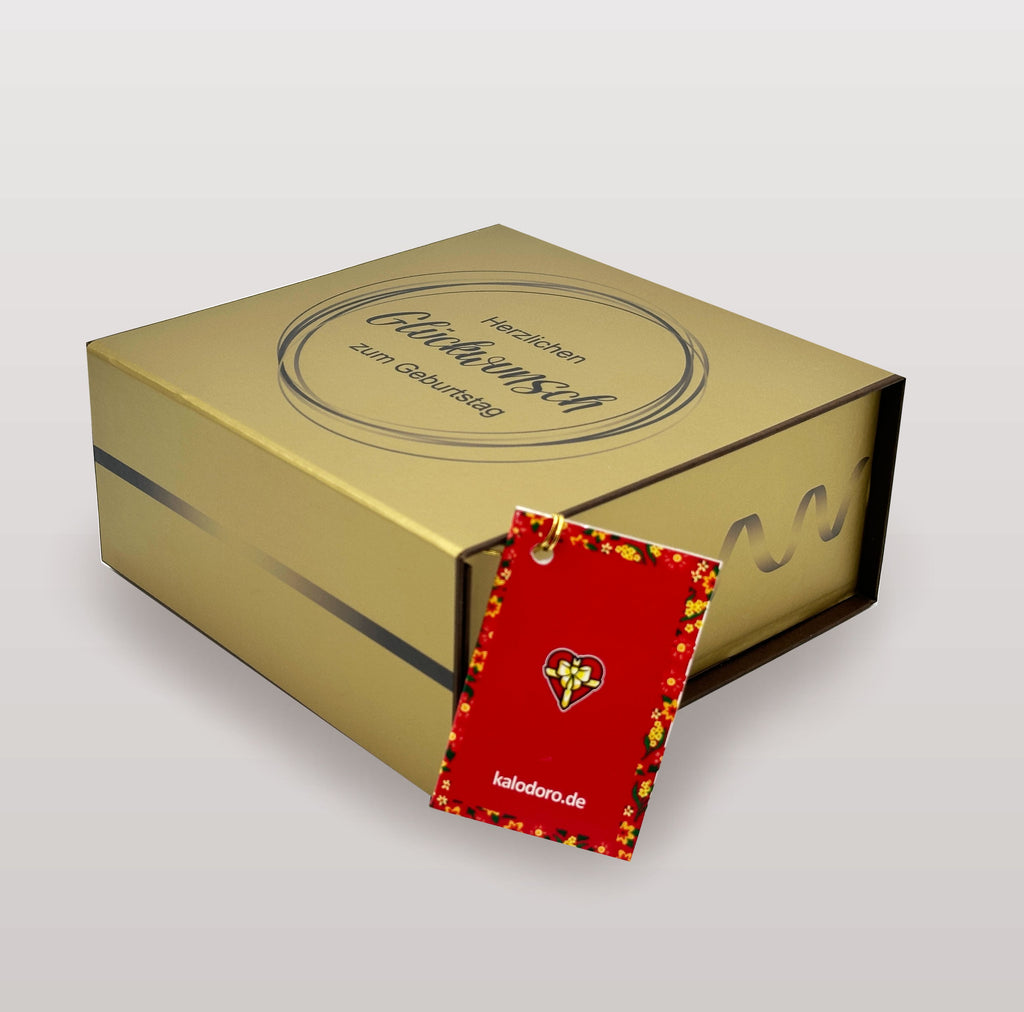 Magnetbox Gold/Braun - Herzlichen Glückwunsch zum Geburtstag