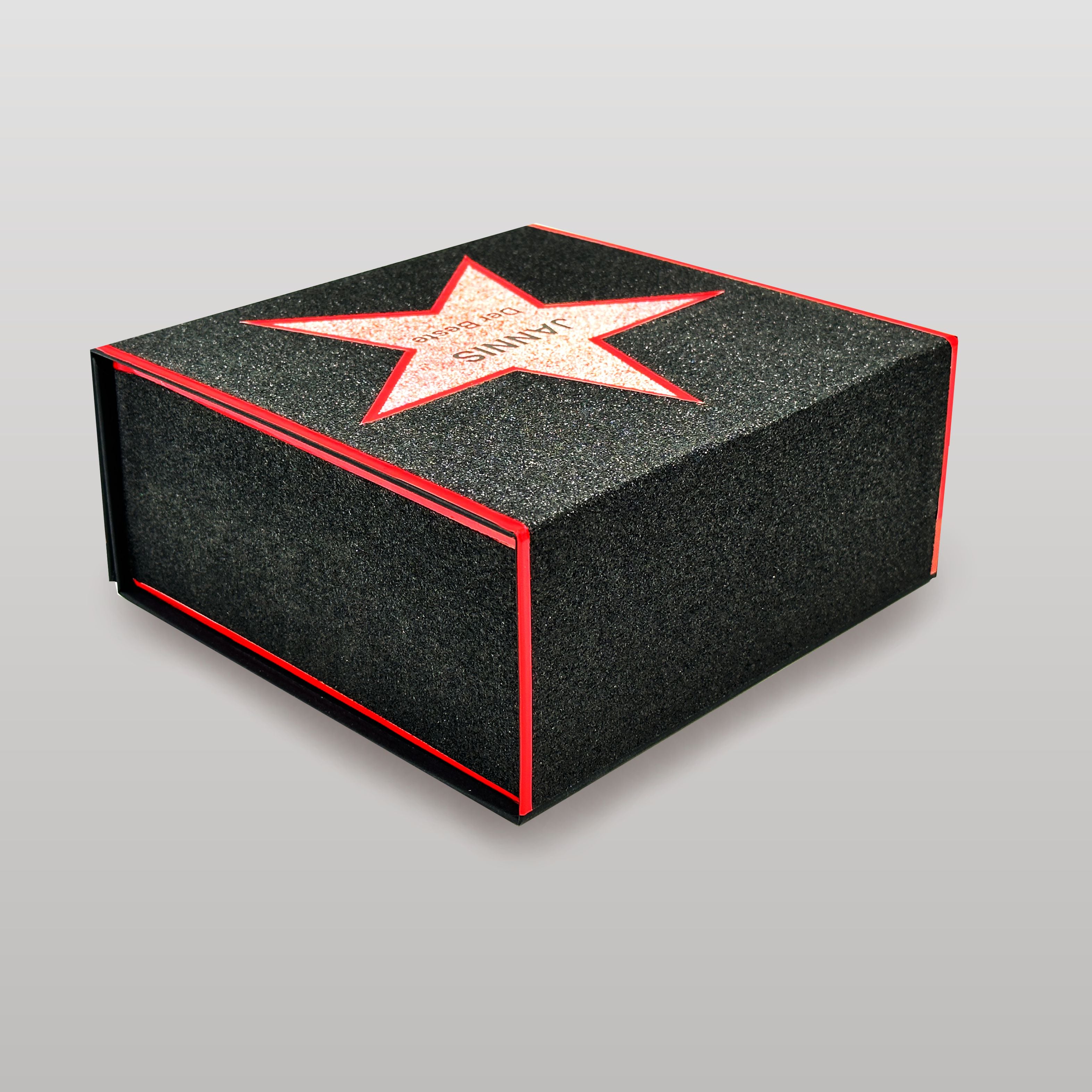 Glitzer-Magnetbox schwarz mit Stern - Walk of Fame