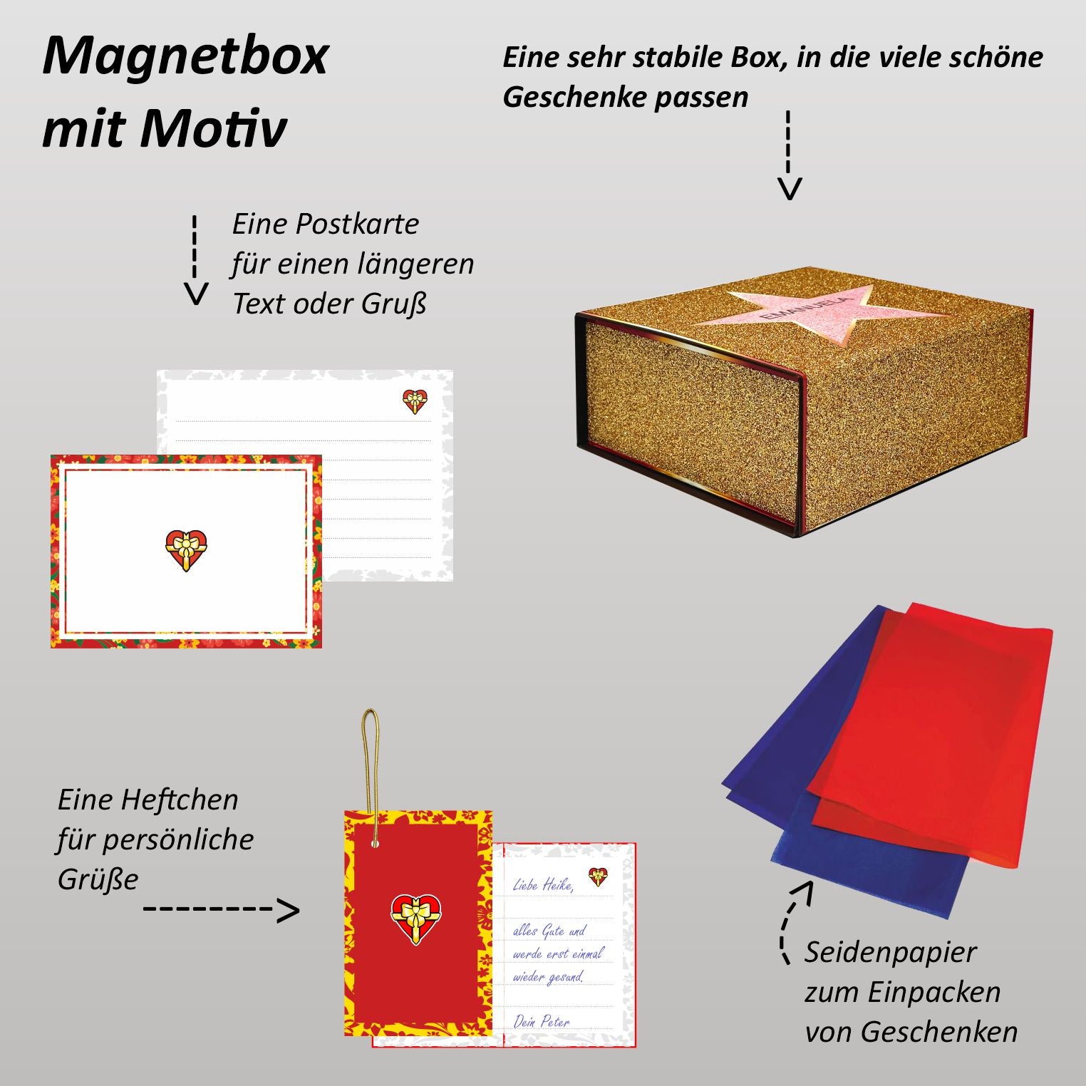 Glitzer-Magnetbox gold mit Stern - Walk of Fame