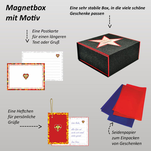Glitzer-Magnetbox schwarz mit Stern - Walk of Fame