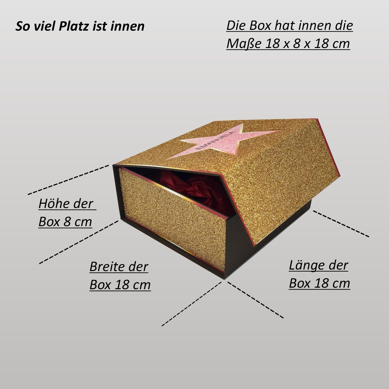 Glitzer-Magnetbox gold mit Stern - Walk of Fame