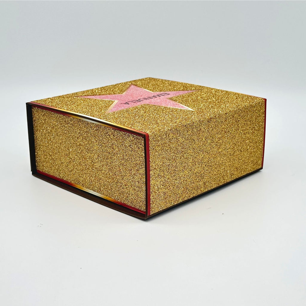 Glitzer-Magnetbox gold mit Stern - Walk of Fame