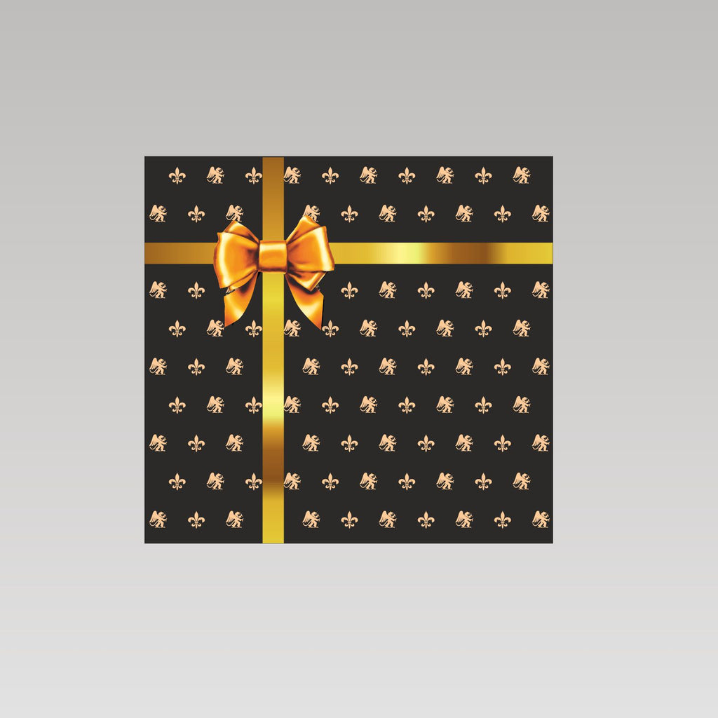 Magnetbox schwarz mit goldener Schleife und zartem Lilienmuster - groß