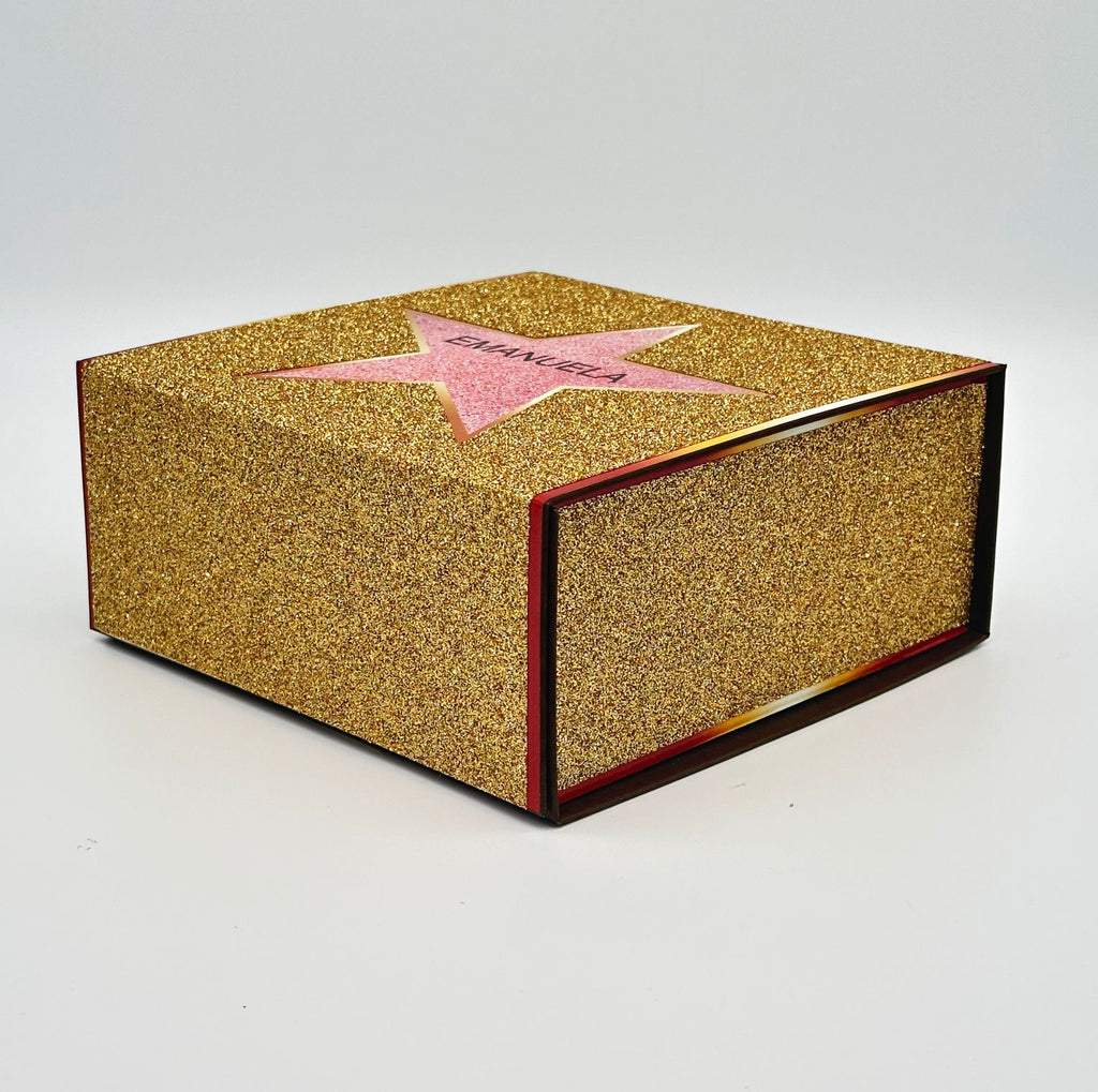 Glitzer-Magnetbox gold mit Stern - Walk of Fame
