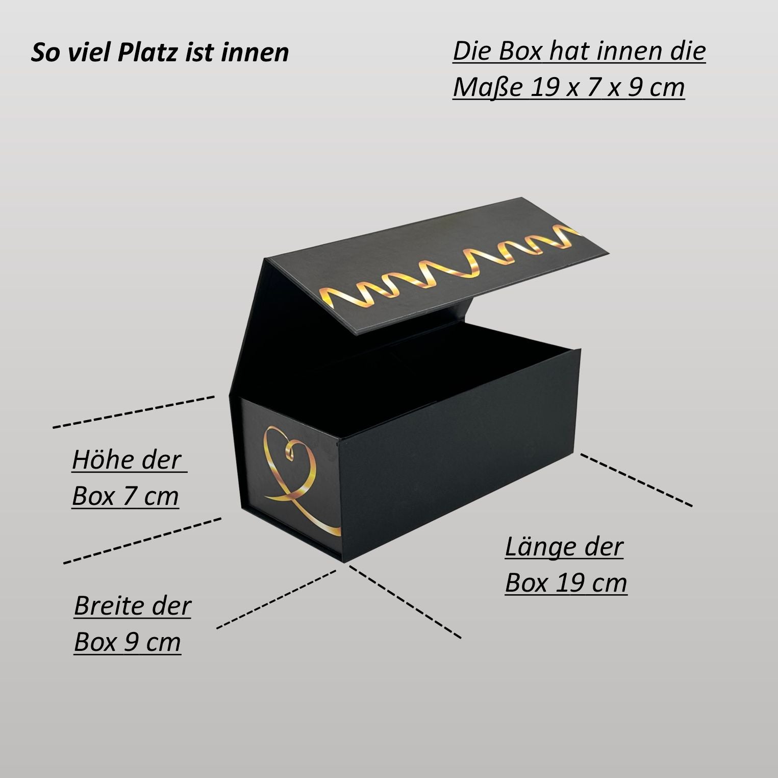 Magnetbox schwarz mit 3D Herz