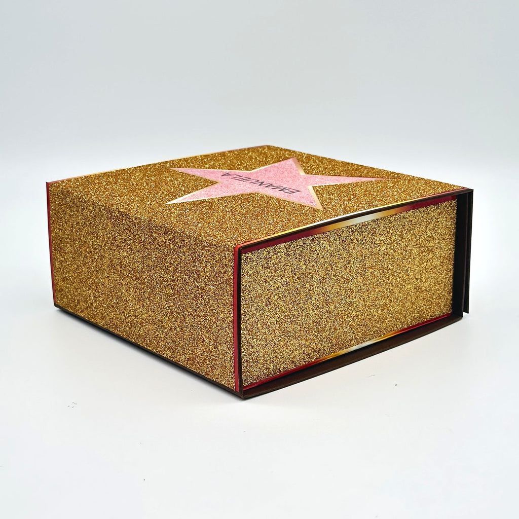 Glitzer-Magnetbox gold mit Stern - Walk of Fame