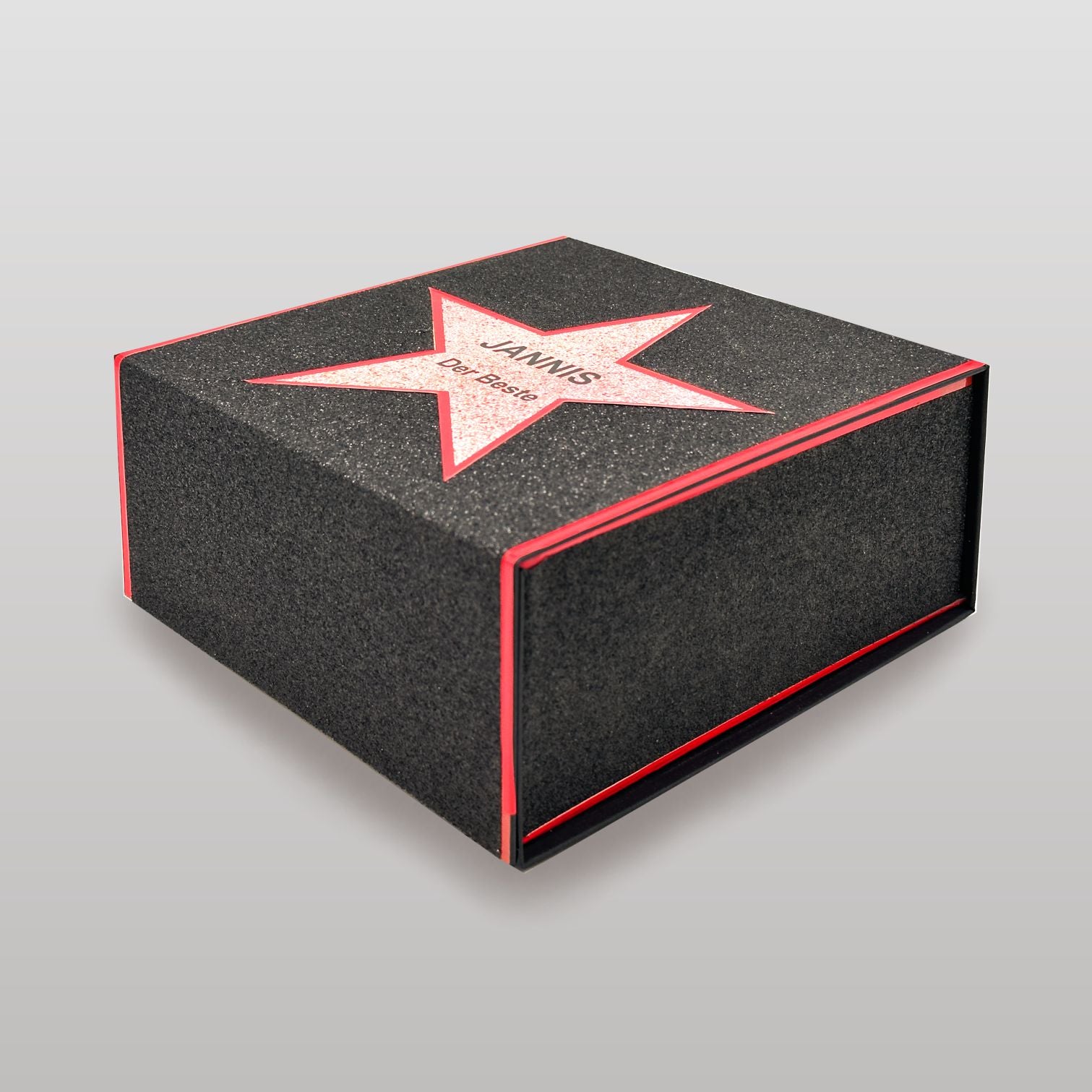 Glitzer-Magnetbox schwarz mit Stern - Walk of Fame