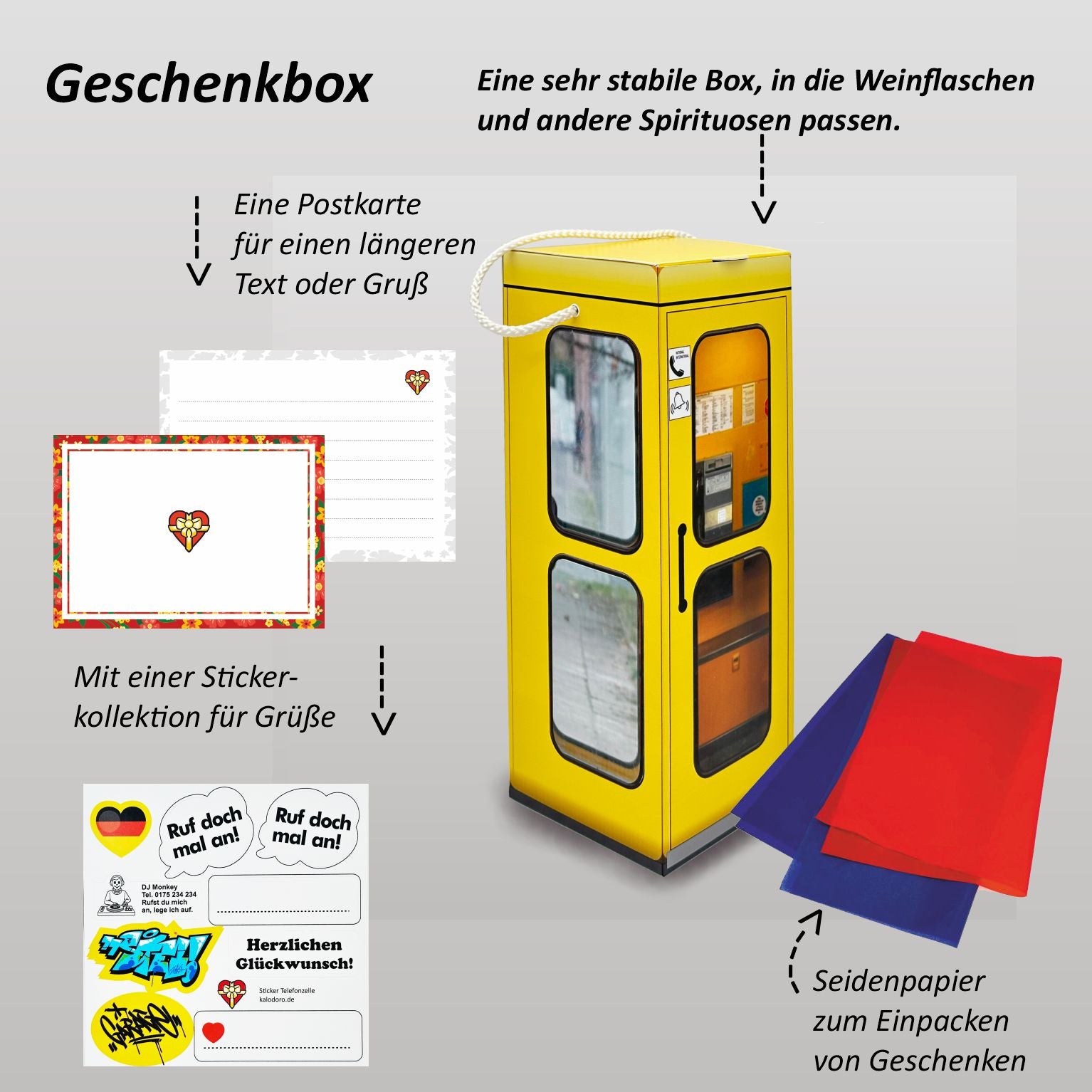 Geschenkbox für Flaschen - Telefonzelle Deutschland