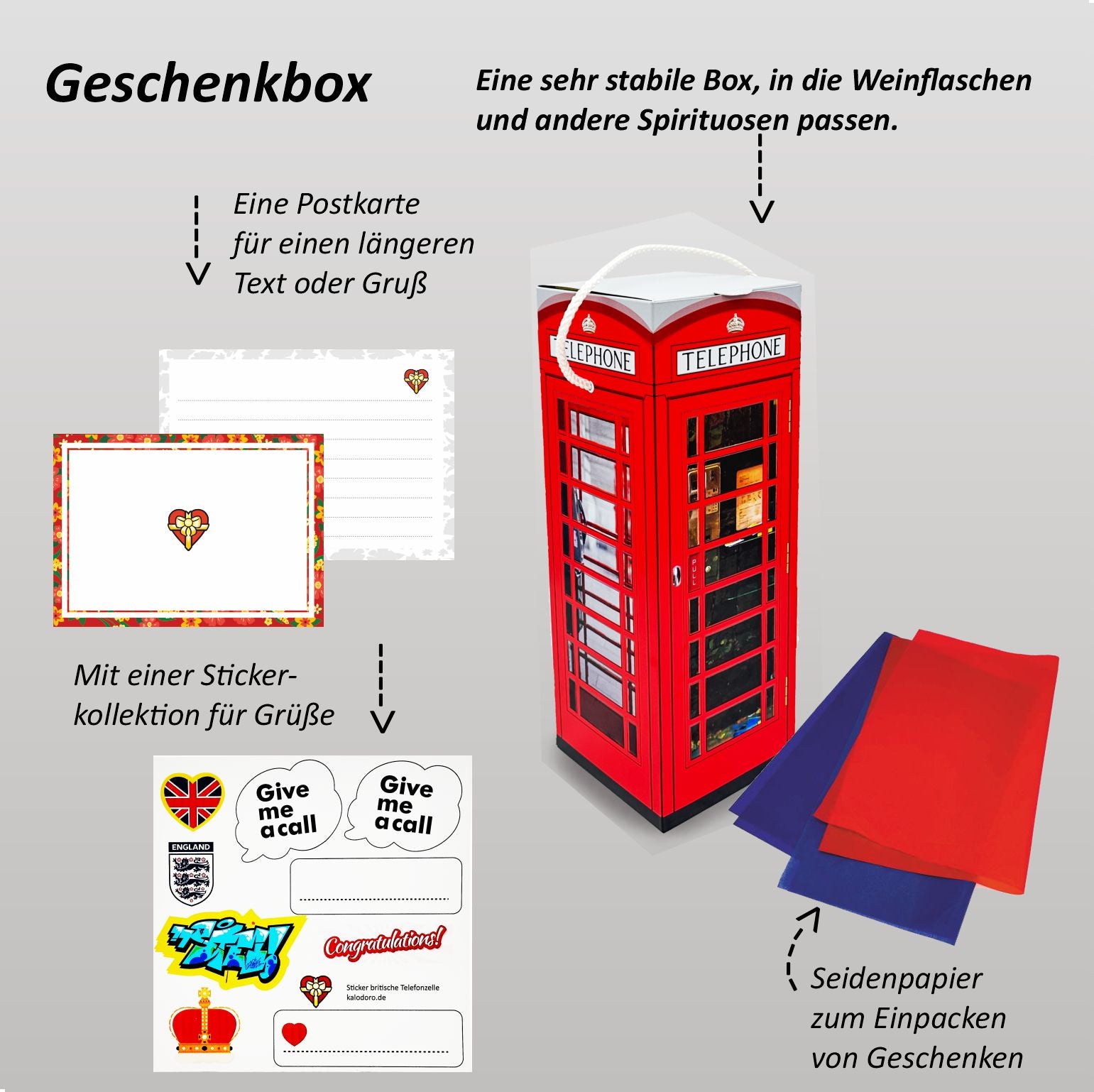 Geschenkbox für Flaschen - Telefonzelle Großbritannien