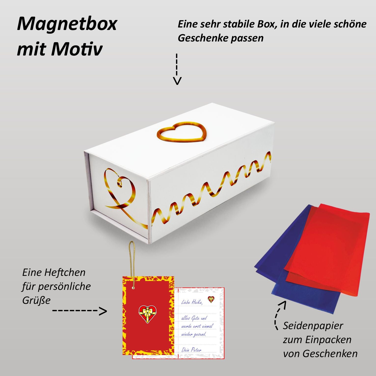 Magnetbox weiß mit 3D Herz