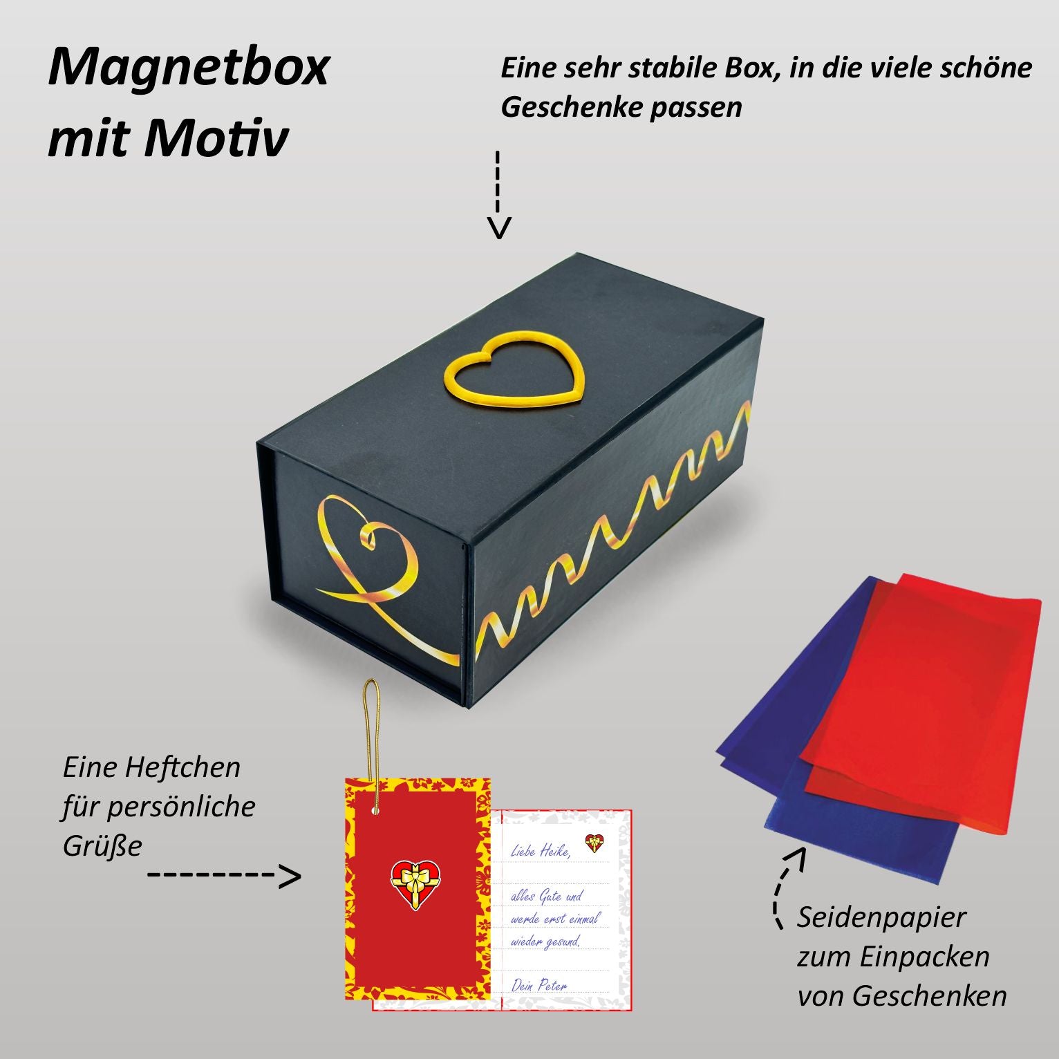 Magnetbox schwarz mit 3D Herz